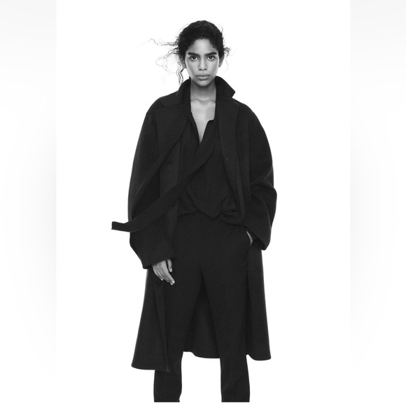 +J (Jil sander x Uniqlo) New Womens Black Cashmere Blend Chester Coat Medium - Picture 1 of 13